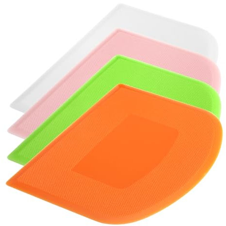 sourcing map Plastic Cake Scraper Dough Cutter Tool for Cutting Baking Kitchen Daily Use - Multicolor, Pack of 4