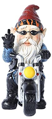 LIBANGRONG-888 Décorations de Jardin Ornement Nain de Moto de Jardin, décoration extérieure, Cadeau d'anniversaire, Pendaison de crémaillère, Artisanat en résine Statue de Jardin en résine