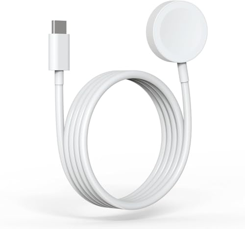 Laddare för Apple Watch, USB C Klocka Trådlös Laddningskabel för iWatch, 1m | Magnetisk Laddare, Klocka Kabel Bärbar Laddningsstation kompatibel med Apple Watch Series 11/10/9/8/7/6/5/4/3/2/Ultra/SE, Vit