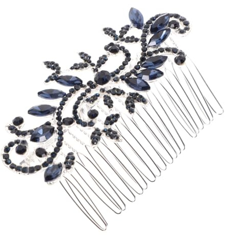 Blauer Strass Haarkamm für Damen zur Hochzeit und Foto Requisite | Zinklegierung mit Strass, Eleganter Kopfkamm für Party, Abschlussball und Festliche Damenlooks