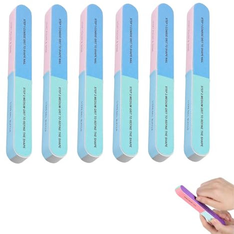 6 Stück Nagelfeile,Nagelfeilen Naturnägel,Nagelfeilen,Waschbare und Wiederverwendbare Nagelfeilen, Farbig Polierfeile Fingernägel,Multidimensional Nail Buffer,für Nagelstudio und Zuhause