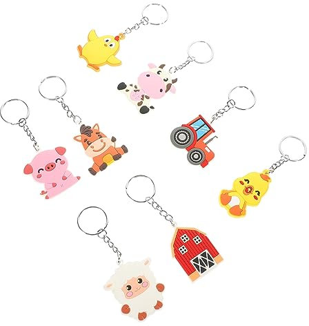 Hohopeti 8stücke Bauernhof-thema Cartoon-tier-schlüsselanhänger Mit Charme Pvc-material Kleiner Dekorativer Schlüsselbund Für Taschenanhänger Und Selbermachen-geschenke