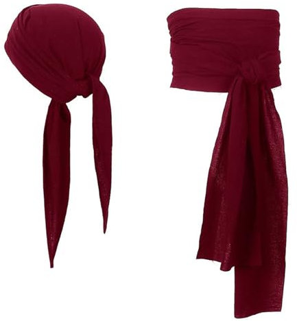 SHITINGRM Piraten-Stirnbänder und Taillengürtel, Piraten-Kopftuch, mittelalterliche große Schärpe, Piraten-Bandana, Halloween-Piraten-Zubehör-Set