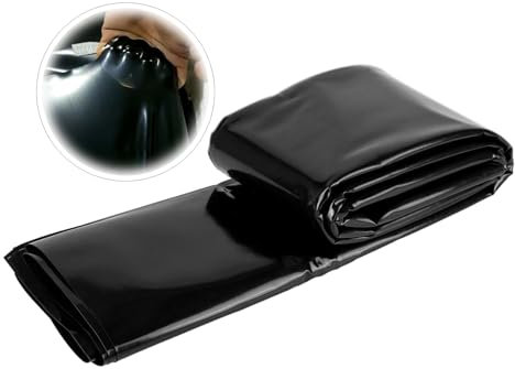 Flexible HDPE-Teichfolie, 5 x 7,5 m, reißfeste Teichmembran für Wasserfall, Bachläufe, Fischteiche, schwarze Gartenteichfolie, Unterlage, wasserdichtes Material, ideal für 1 15,0 m Teiche