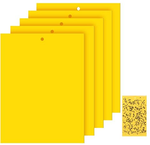 Trampas para Moscas Adhesivas Atrapamoscas para Plantas Cuerda Colgar Doble Cara para Insectos Voladores Invernadero Moscas Blancas Hongos Mineros de Hojas 50 Piezas