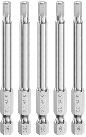 QUARKZMAN 5pz Punte per Cacciavite Chiave Esagonale 4mm (H4) Metrico 1/4 Attacco Esagonali 75mm (3) Punta Magnetica Lunghe Acciaio S2 Punta per Trapano Piatta Grado Industriale per Viti