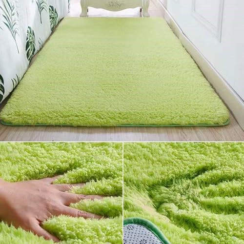 Alfombra grande de lana de oveja antideslizante y lavable para sala de estar, dormitorio y salón, alfombra moderna y suave en color beige, tamaño: 120 x 180 cm