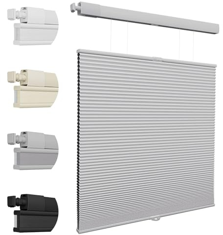 Keego No Drill Blinds Blackout Top Down Bottom Up Pleated Blinds Thermal Cordless Cellular Shades for Windows (Gray, Custom Size)