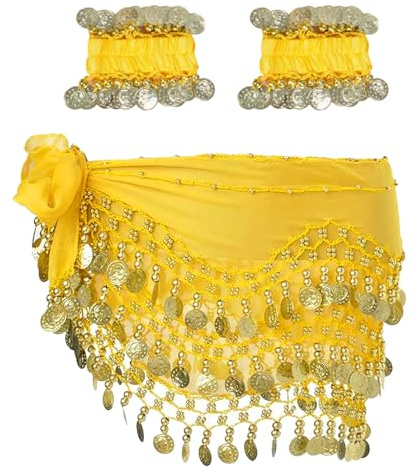 XDGBGFN Bauchtanz Hüfttuch Set Damen Bauchtanz Accessoires Gürtel Chiffon Bauchtanz Hüfttuch Gürtel