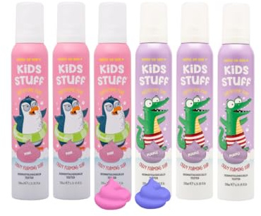 Kids Stuff Crazy Foaming Soap Pink & Purple with Strawberry & Apple Fragrance - Dermatologically Tested Kids Foaming Soap - Gently cleanses young skin, Vegan, Cruelty Free - 200ml (Pack of 6)
