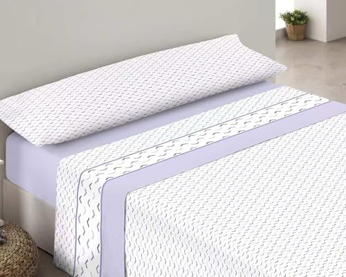 DECODEKO Juego de Sábanas Pirineo Termica 4 Piezas - Sábanas de Otoño/Invierno Tejido Polar, Bajera 180x190cm, Encimera de 250x260cm y Dos Funda Almohadas 45x110cm(Malva, Cama 180)