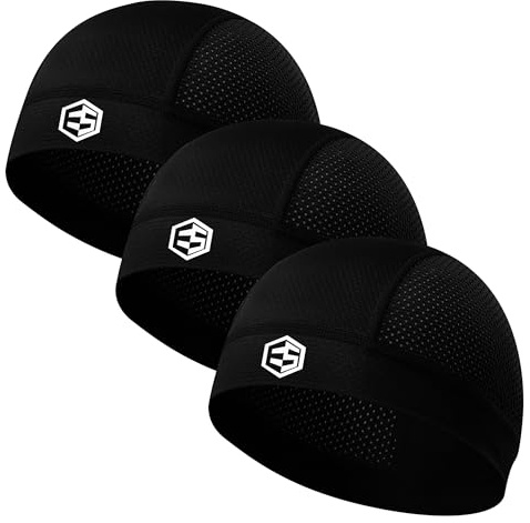 3Pcs Breathable Mesh Skull Caps for Men Women, Quick Dry Lightweight Sweat Under Helmet Liner, Battle Hair Cap Cooling Cycling Moto Sports Football