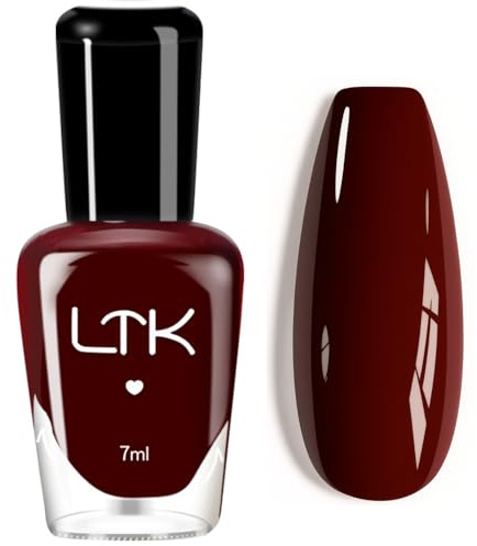 Wine Red Nail Polish - Dark Red Nail Varnish Quick Dry - High Pigmented Burgundy Red Nail Paint - Chip Resistant Long Lasting No Baking Required Nail Polish for DIY at Home Salon Nail Art Manicure