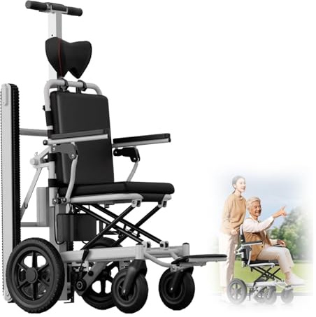 HZWJD Elektrischer Treppenlift Manueller Rollstuhl 2-In-1-Elektro-Kriechgang-Treppensteiger 13-A-Lithiumbatterie Mobilitätshilfe Medizinisches Gerät Für Treppenauf- Und -Abstieg Black 13Ah