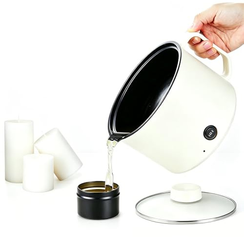 1.8L Candle Wax Melting Pot, Electric Wax Melting Pot with Rotary Switch, 600W Electric Double Boiler and Candle Making Pouring Pot with Heat-Resistant Handle & Non-Stick Inner Tank