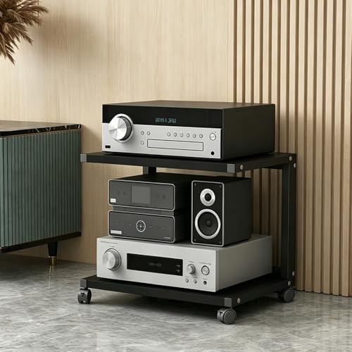 Generico Mobile Stereo Hi Fi Rack A 2/3/4/5 Livelli, Supporto Multimediale AV, Rack Audio Con Ripiani Regolabili, Altoparlanti Rack Per Amplificatore Di Alimentazione(Black,50*40*40cm/20*16*16in)