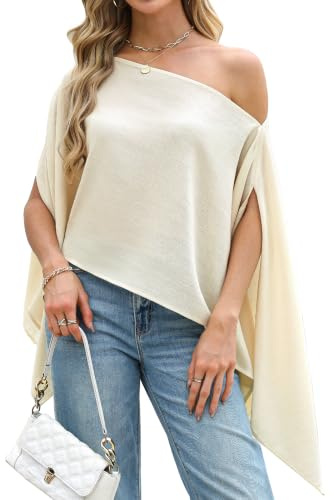 ADORPOP Poncho Damen Schulterfreies Oberteil Cape Vielseitig Tragbar Sommer