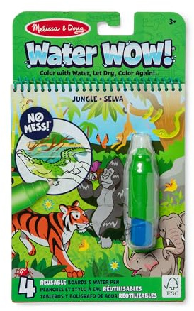 Melissa & Doug Water Wow für unterwegs Wiederverwendbarer Aktivitätenblock zum Ausmalen mit Wasser – Dschungel