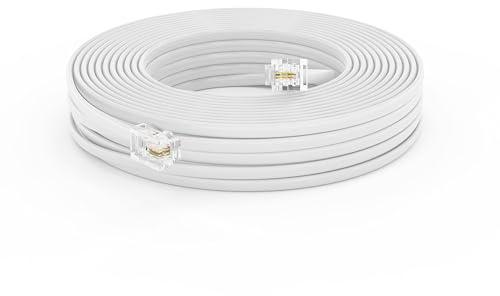 THE CIMPLE CO 100 FT Phone Cord for Landline - Modular Phone Line Cord for Fax, Printer, AIO, and Office Machines - 2 Conductor (2 Pin, 1 Line) Telephone Cable Extension 100 Feet (30 Meters), White