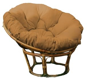 chilly pilley Papasansessel Rundkissen RundRattansessel Auflage Sesselkissen Gartenkissen Sitzkissen Garten Kissen Gesteppt mit Schlaufen (80 cm, Camel)