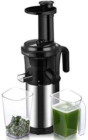 QREZ Extracteur De Jus, Extracteur De Jus De Fruits Et Légumes Juicer Machine Professional pour Élaboration De Jus Confitures Moteur Facile À Nettoyer avec Function Pré Nettoyage Et Brosse 200W 40RPM