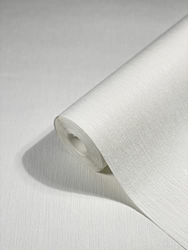 marburg Tapete weiß Uni HAILEY für Wohnzimmer, Schlafzimmer oder Küche Made in Germany 10,05m x 0,53m Premium Vliestapete 82237