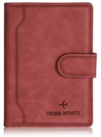 Impfpass Hülle Reisepasshülle, Urlaub Zubehör, Passhülle mit RFID-Blocker, Schutzhülle Tasche für Kreditkarten Reisepass, Ausweis und Reisedokumente, Reisezubehör/Cardholder/Travel Organizer (Rot)