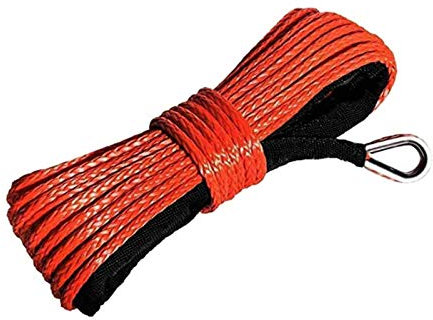 Faderr Corde de treuil synthétique de 6 mm x 15 m avec gaine pour ATV, UTV, SUV, camion, bateau - Rouge, Bleu, Gris - Polyéthylène à poids moléculaire ultra élevé - 3492,7 kg