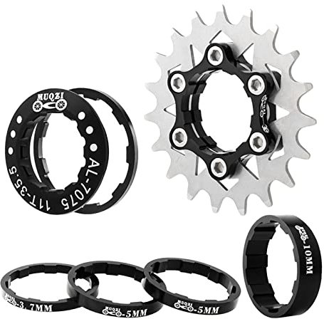 Sharplace Lightweight Bike 19T Single Cassette Spacers Adapter Sprocket Freewheel Refit Parts Equipment, Black