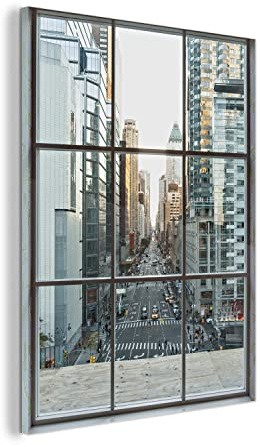 MuchoWow Glasbild Glasfoto Wandbild Bilder Deko 60x80 cm New York vom Fenster aus