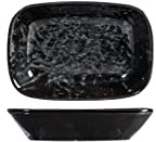 H&H Uranus Piattino Rettangolare in Porcellana, 12cm, Design Moderno, Elegante, per servire le pietanze, Nero