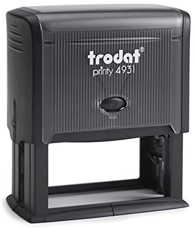 Trodat - Printy 4931 - Custom Stempel mit Wunschtext personalisieren, hier gleich online gestalten Gehäusefarbe schwarz – Adresstempel - Firmenstempel - mit Wunschtext - 70x30 mm - 7 Zeilen