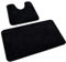 Rururug Set di 2 tappeti da bagno e tappetino da bagno in morbida microfibra, con ritaglio, antiscivolo, lavabile, nero, 50 x 80 cm + 50 x 40 cm