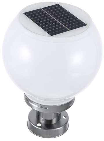 Homoyoyo Solar Globe Post Light 1.2w 6v Ip65 LED White Round Lamp | Plastic, Stainless Steel and Die-cast Aluminium Build, 8h Sunshine Time, Easy to Use for Garden Patio Decoration Random Color