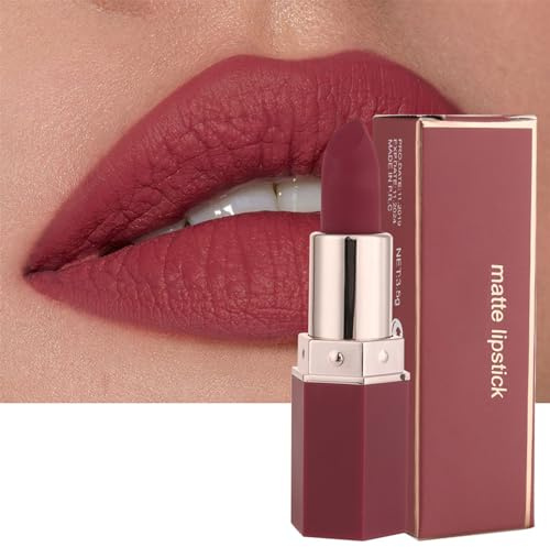 EONFAVE Rossetto opaco, rossetto ad alta pigmentazione, idratante, a lunga durata, liscia, opaca, rossetto rosa, finitura satinata, balsamo per labbra (1, 05 Umber)