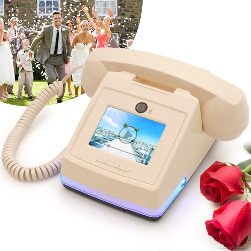 UKBW Video Audio Guest Book Phone, 1080P Video GuestBook Wedding Phone, 32G SD Card Customized Video Audio Guest Book Alternatives with Lens Recording for Birthday Party Anniversary Engagement