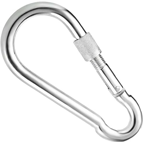 Mosquetón de acero con tuerca de tornillo. Longitud: 40 mm (paquete de: 1) Mosquetón de cierre seguro con resorte para senderismo, camping, pesca y mochila DIYUK