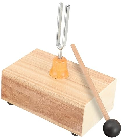HAPINARY Diapasón de Acero con Caja Resonadora de Madera y Martillo para Tratamiento de Sonido y Experimento Acústico en Yoga y Meditación