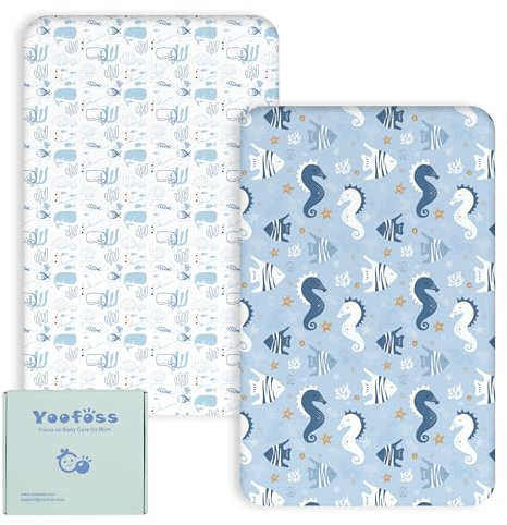 Yoofoss 2-pack baby spännlakan 60 x 120 cm mikrofiber madrasskydd ventilerande madrasskydd lakan för sidosäng babysängar barnsäng