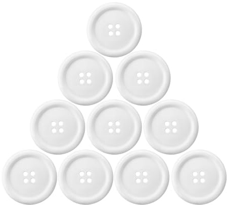 Knöpfe Harz Buttons 30mm Weiß Knopf 4 Löcher Knöpfen zum Basteln 10 Stück Rund Hemdknöpfe mit Aufbewahrungsbox für Kleider Nähen DIY Handwerk und Deko