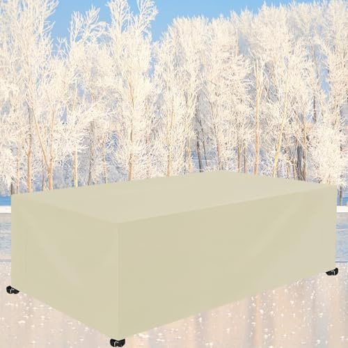 XUEQXUE Housse Salon de Jardin, Bache Table Exterieur 100 x 100 x 100 cm Imperméable Anti-UV Résistant Au Froid Coupe-Vent, Housse de Protection de Jardin, pour Canapé,Chaise,Tables, Beige