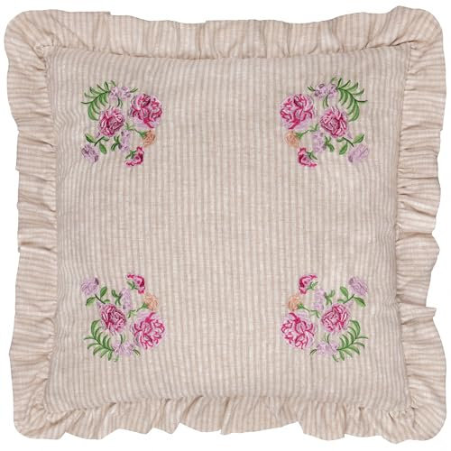 Wylder Martha Embroidered Ruffle Cushion Cover - Pink - 50x50cm