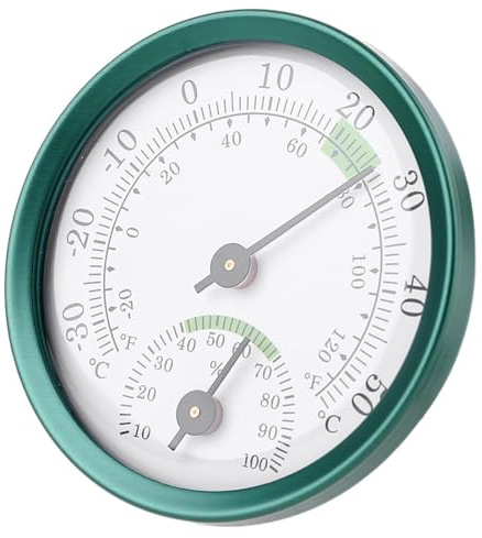 Haushalts-Mini-Thermometer-Hygrometer, kompaktes analoges Zeigermessgerät, präzise Temperatur- und Luftfeuchtigkeitsüberwachung, tragbares Klimamessgerät, Heimbüro, Gewächshaus, Innenbereich, Design,