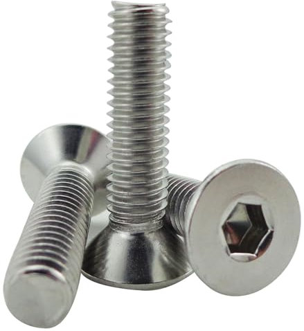 Fajoeda Viti a testa svasata M6 x 25 mm, con esagono incassato, 20 viti a testa svasata M6, in acciaio inox, filettatura completa A2 -V2A, viti a testa svasata in acciaio inox