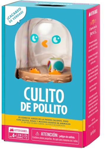 Asmodee Culito de Pollito, como El Juego De La Patata Caliente | Pero con Saltos, Risas Y Muchos Ruidos De Animales, A Partir de 4 Años, De 2 a 6 Jugadores, 15 Min por Partida, Español