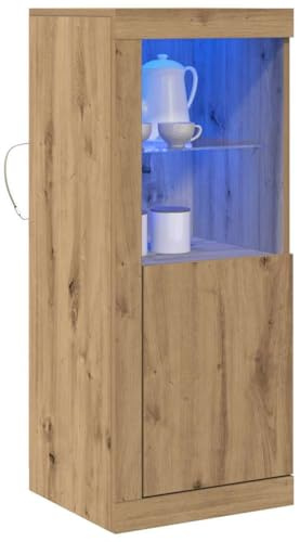 vidaXL LED-sido bord Brun 41 x 37 x 100 cm Konstruerat trä, Modernt rektangulärt skåp, inomhusförvaring, hållbart LED-skåp, mångsidig möbel, rena linjer, organisation