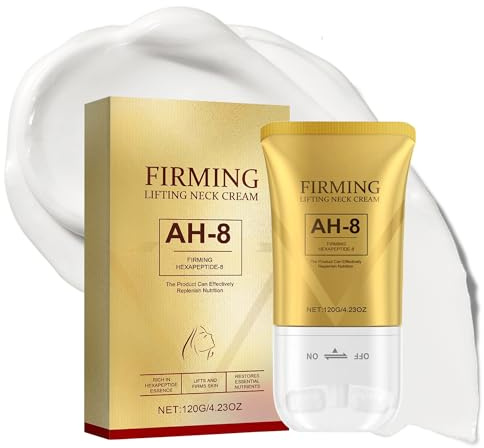 AH-8 Crème Raffermissante Cou & Visage avec Roller – Soin Hydratant Anti-Âge, Crème Cou & Décolleté Raffermissante et Lissante, Soin Visage Nourrissante Femme & Homme 120 ml