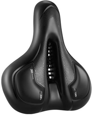Rarapop Comfort Gel Bike Seat, Bicycle Saddle Replacement for Women or Men, Padded Soft High Density Memory Foam with Dual Shock Absorbing Balls, Universal Fit for Mountain Road Exercise Bike