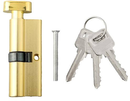Cilindro Profilato Chiave,Cilindro Sicurezza Porta Serratura for porta interna Cilindro for serratura for porta Serratura antifurto for uso domestico Serratura for porta in legno(Gold)