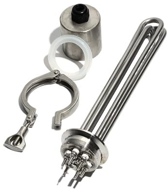 Heaters，304SS 2tri Immersion Water Tank Heater Heating Element 12KW 220V For Homebrew With Clamp And Coupling(4 pcs,220V_4.5KW 230L 304SS)
